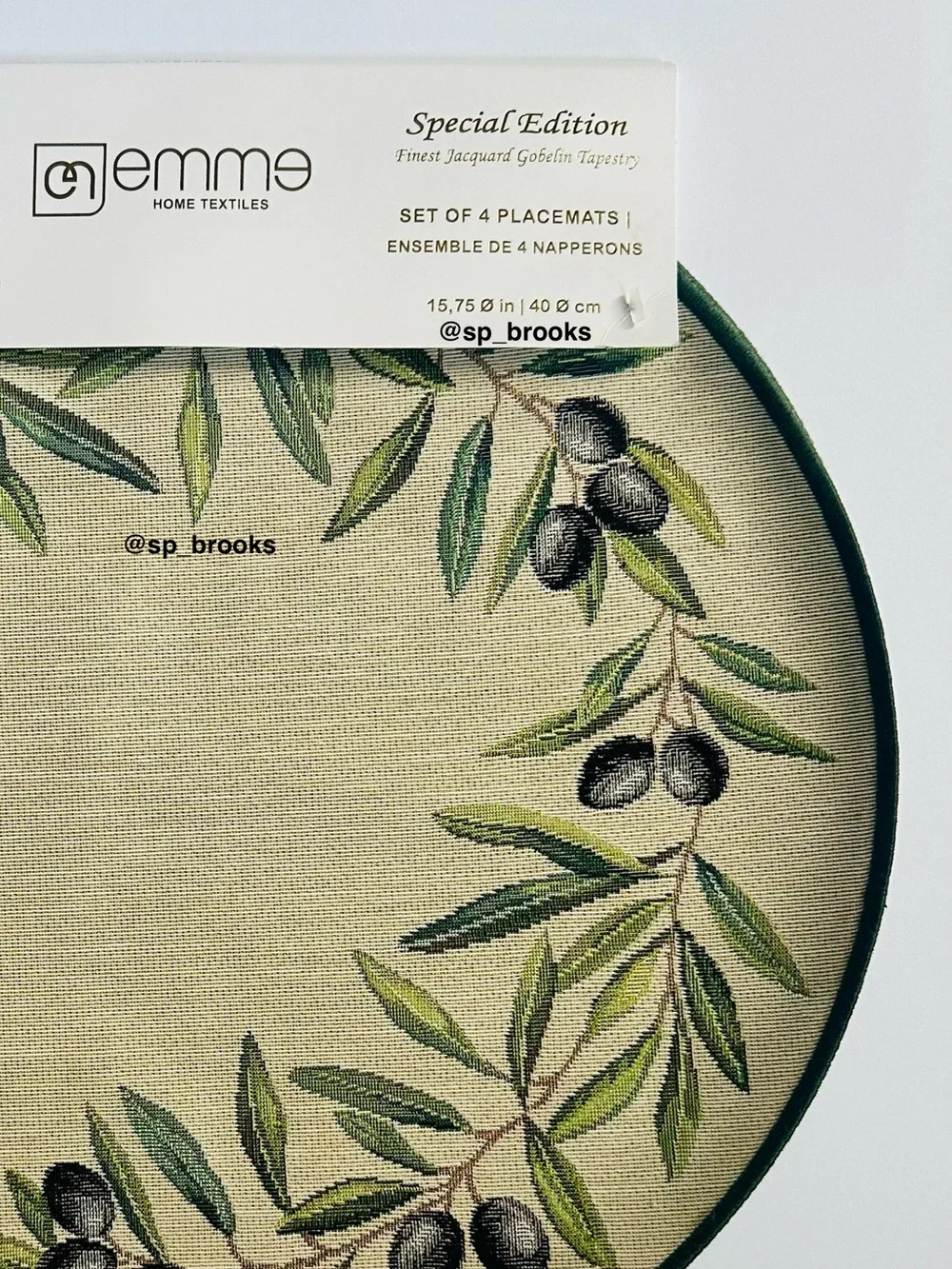 🎁4PC Emme Special Edition Gobelin Tapestry Placemats - 15” Round Emme Placemats